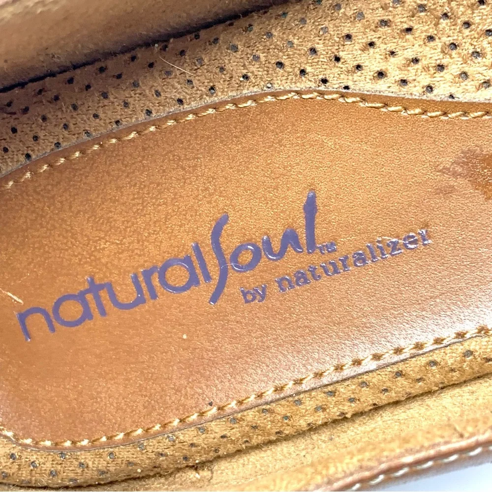 Natural Soul by Naturalizer Bakten Mary Jane Brown Leather Wedges 9 Classic